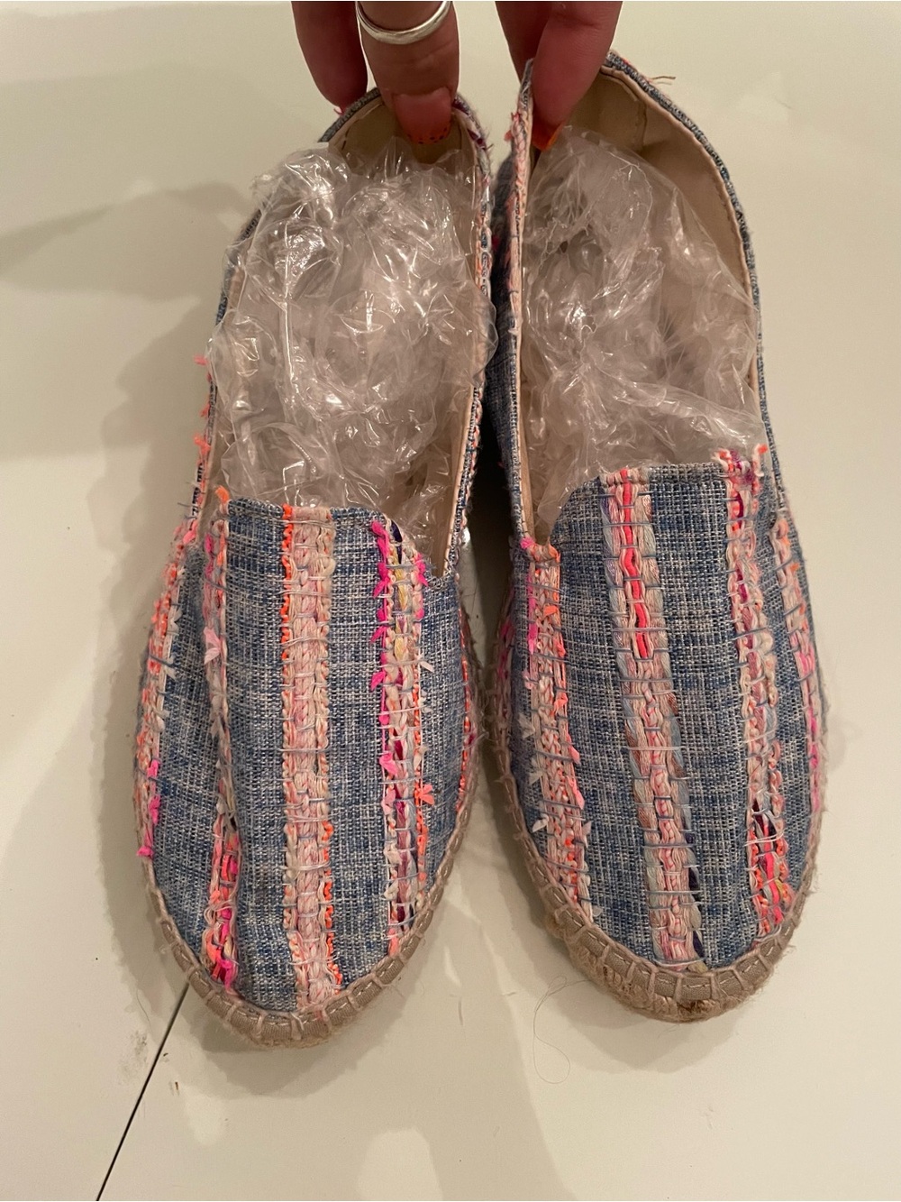 Striped Blue & Pink Women’s Espadrille Slip-Ons
